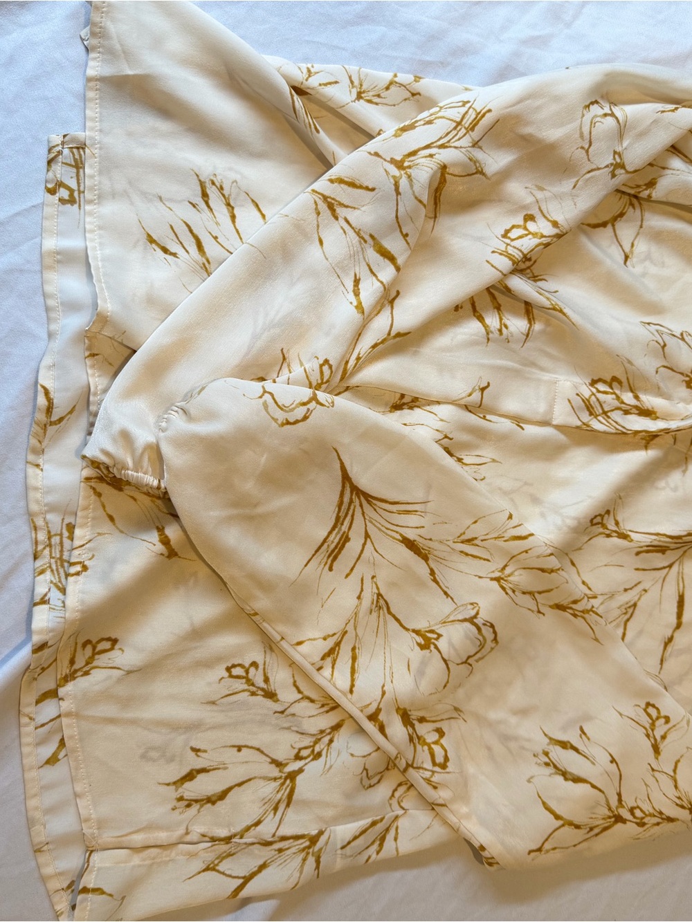 a new day Cream Duvet Cover with Gold Floral Sketch